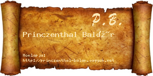 Princzenthal Balár névjegykártya